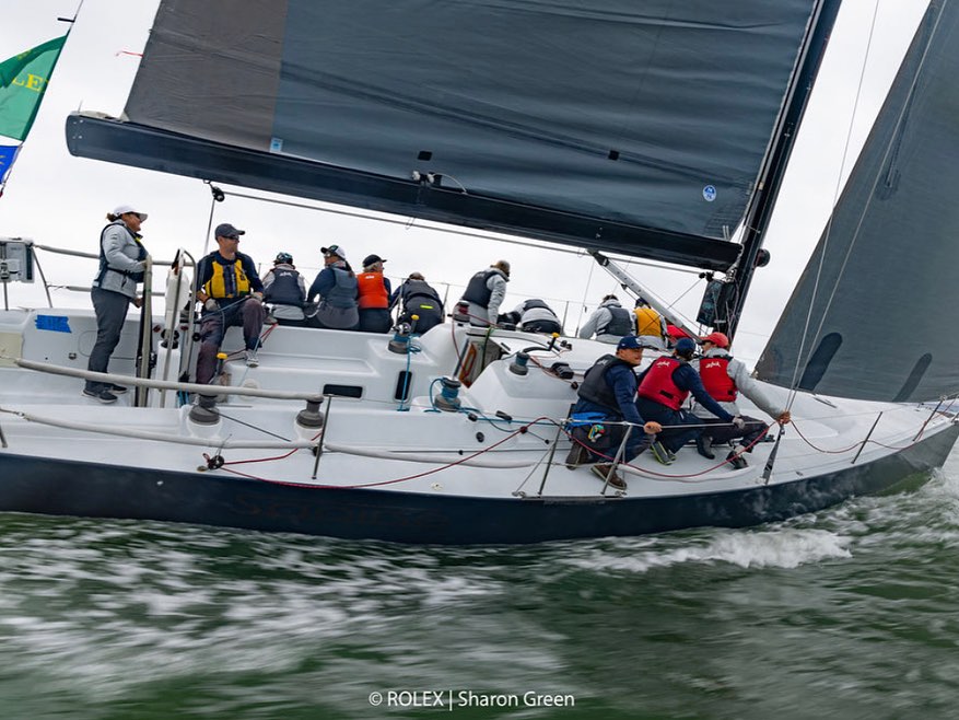 Gabriel trimming main on Tripp 41 "Saoirse" for 2023 Rolex Big Boat Series