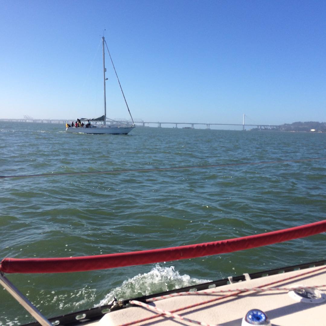 Ahi and Sea Star on our way to the start for OYRA Half Moon Bay race