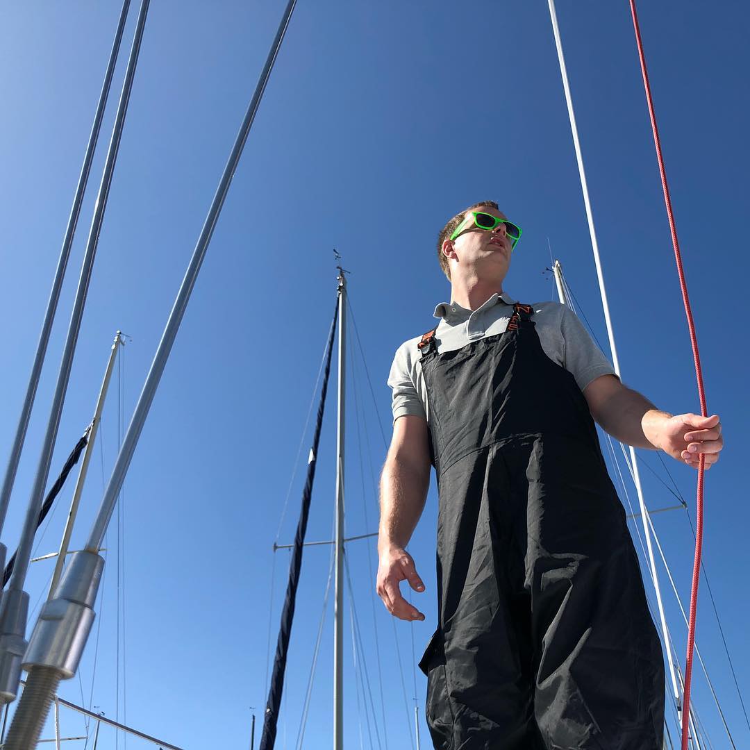 Bowman Chad prepping Stewball for day 1 of BYC Wheeler regatta