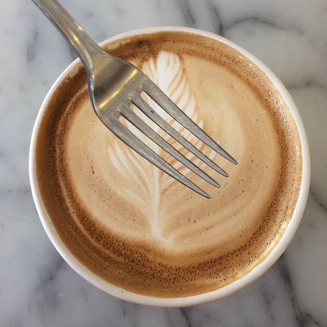 David photo bombed my latte!