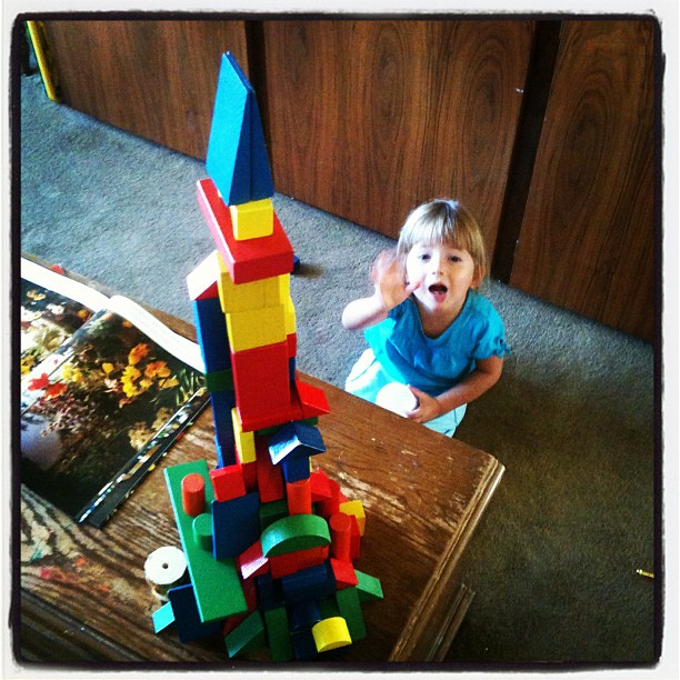 Emily and her tower of blocks