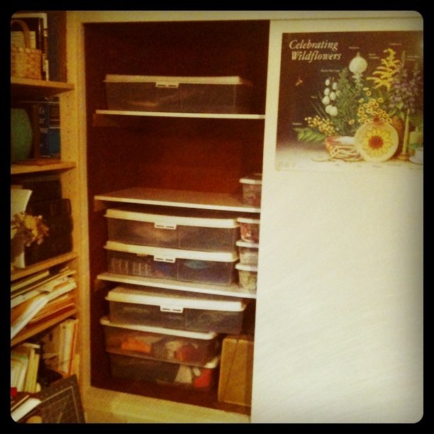 New shelves for Anna Lisa's quilting fabric library
