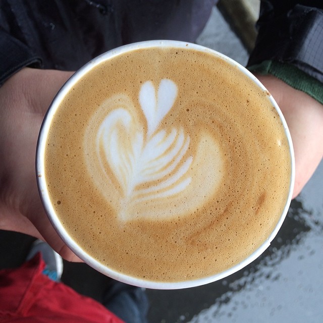 Rainy day at the farmers market latte